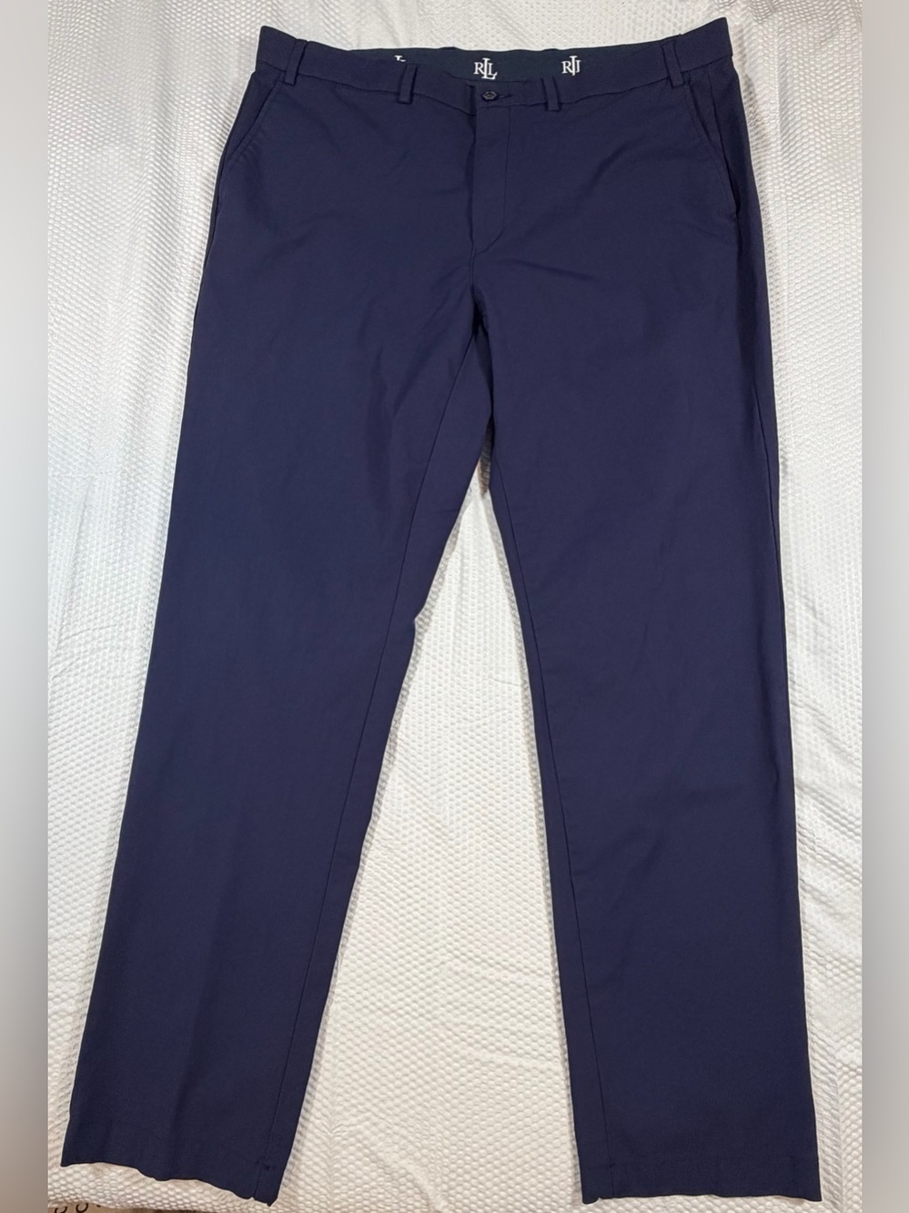 Lauren Ralph Lauren Men’s Pants 40x32 Navy Blue Stretch Flat Front Dress Casual